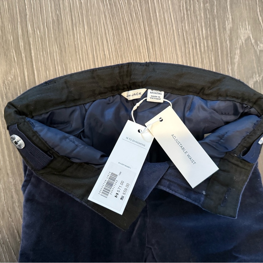 Janie & Jack Velvet Navy blue baby boy pants. Size 18-24 months. New with tags